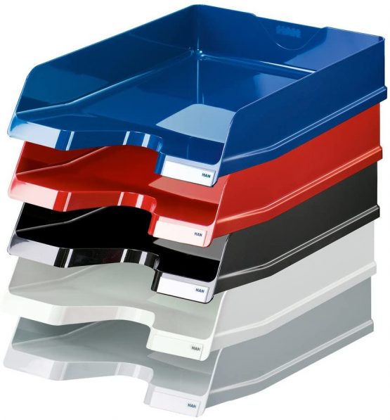 HAN Viva Letter Tray DIN A4 / C4, Stackable, with Clip, High-Gloss Blue - Image 4