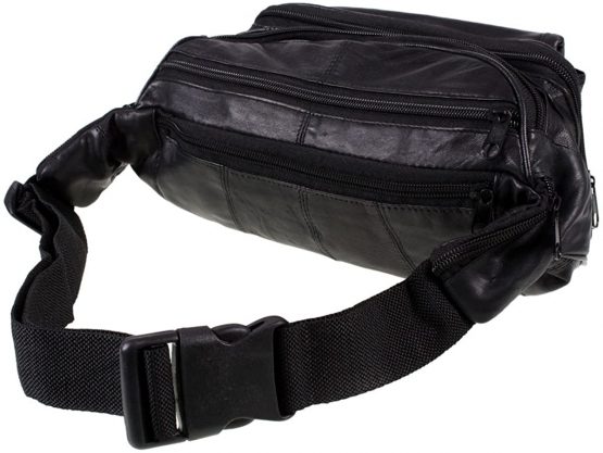 NEW BLACK SOFT LEATHER LARGE SIZE BUM BAG MONEY WALLET DESIGNED BY LORENZ 1964, One Size - Image 2