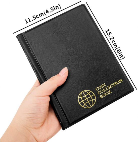 Coin Collection Album 60 Pockets - 4.5x4.5cm/1.8x1.8 inch Coin Holder Book Coin Storage Album Money Penny Pocket for Collectors Black CS0106BK - Image 4