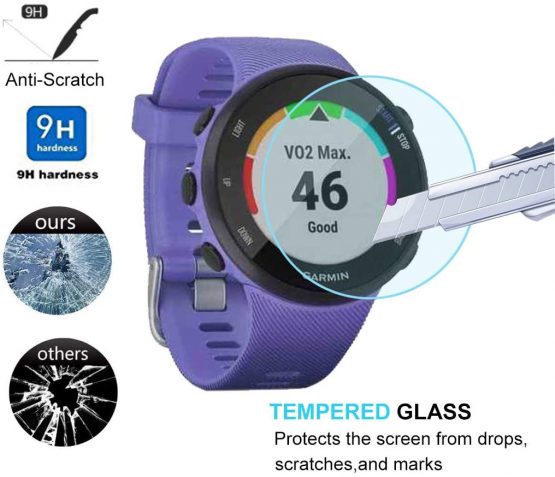 Maxhood for Garmin Forerunner 45/ 45S Tempered Glass Screen Protector, (2pack) Ultra-Thin 9H Hardness Scratch Resistant Screen Protector Film forGarmin Forerunner 45/ 45S - Image 2
