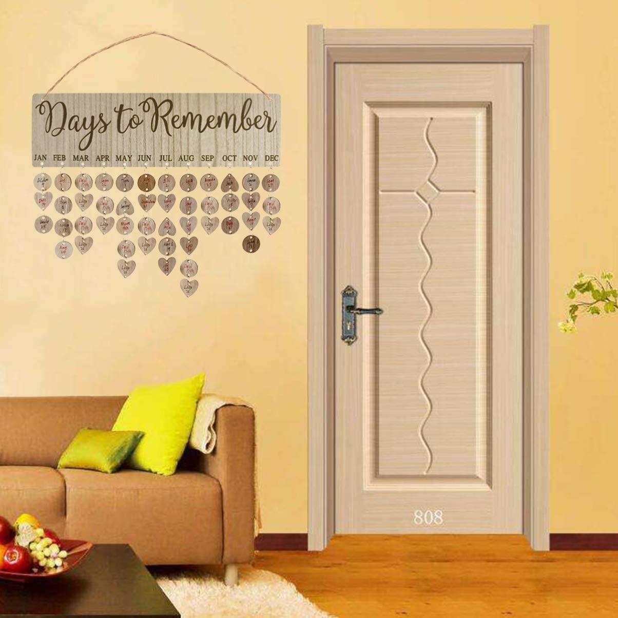 Garneck Wooden Birthday Reminder Calendar Board Wood Cutouts Craft Day To Remember Tracker Plaque Wall Hanging Sign For Family Mom Dad Friends - Image 2