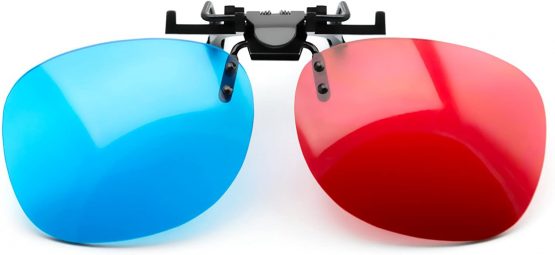 PRECORN 3D Glasses red blue Clip-On for Wearers of glasses Red/Cyan (3D-Anaglyph glasses) PC-Games