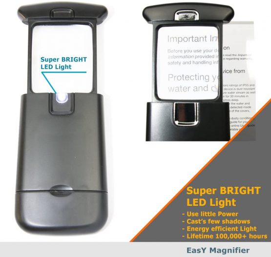 EasY Magnifier Original Pocket Led Magnifying Glass with Light 3X Small Hand Held Lighted Magnify Glasses for Close Work Reading Books Kids Toy; Mini Lens for Visually Impaired As Low Vision Aids - Image 3