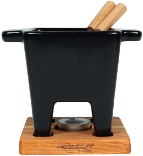 BOSKA Cheese Fondue Set 200ml in brown/silver/black, Stainless Steel, 13 x 13 x 13 cm