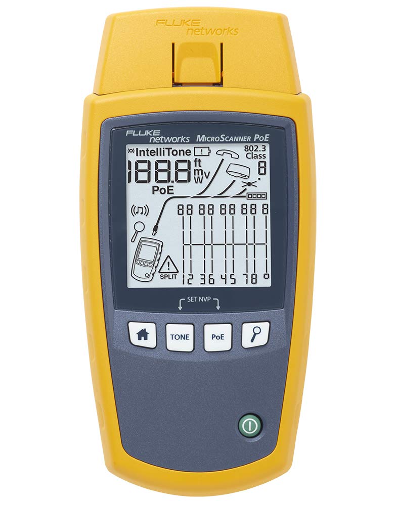 Fluke Networks MS-POE MicroScanner POE Cable Verifier, Yellow / grey, 16.4 x 10.43 x 3.35 inches