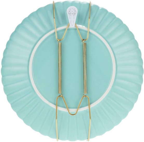 12 Pieces Invisible Plate Hangers Wall Plate Hangers Stainless Steel Decorative Wire Plate Hangers Holders in Various Sizes with 12 Pieces Wall Hooks for Decorative Plates and Art (6/8/10 Inch) - Image 2