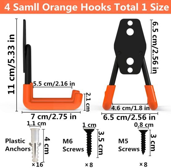 Garage Heavy Duty Steel Hooks, Wall Mount Storage Utility Hanger, Organizer Tool Holder with Anti-Slip Coating (11cm x 7cm) - Image 2