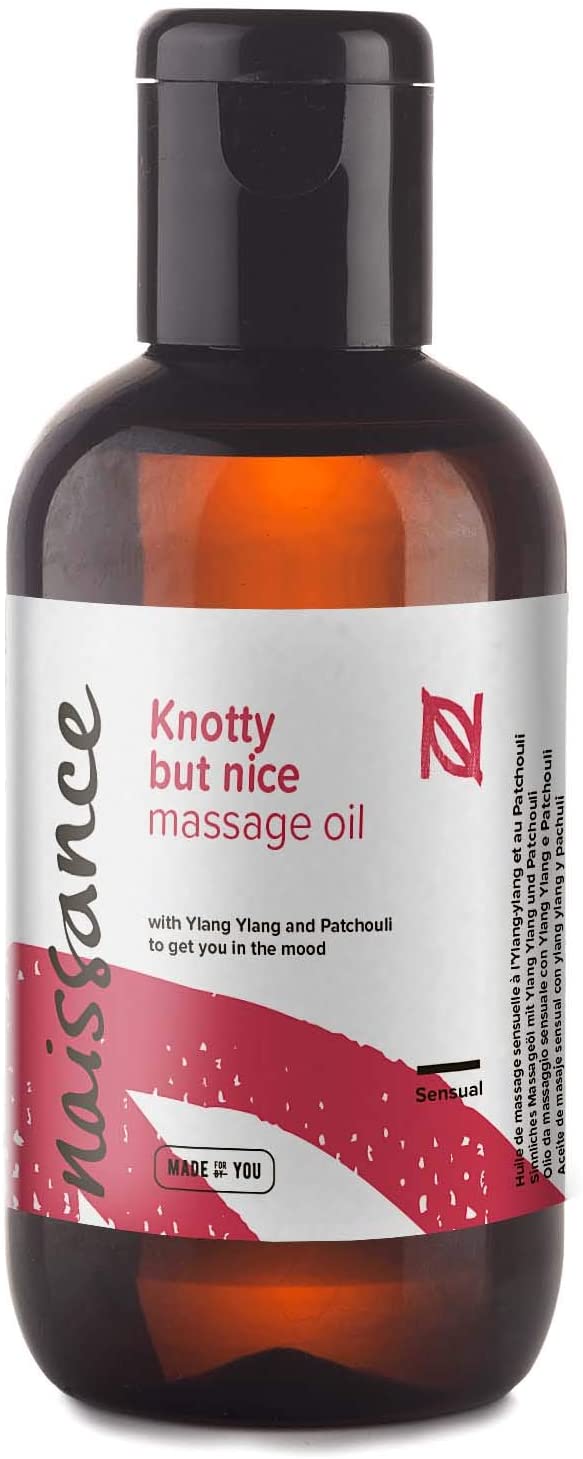 Naissance 'Knotty But Nice' Massage Oil 100ml, 100% Blend of Grapeseed with Ylang Ylang, Patchouli, Clary Sage, Orange