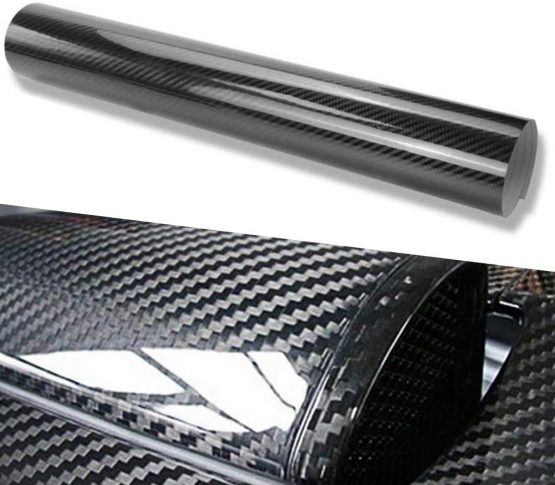 WDragon HIGH GLOSS Black Carbon Fiber Vinyl Wrap Texture 3 layer 5D Vinyl wrap DIY Film (60cm X 1.5meters)