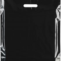 100x PLAIN BLACK 15"X18"+3(38.1cm x 45.72cm) PLASTIC CARRIER BAGs - Modern Printed Strong Gift shopping Bags
