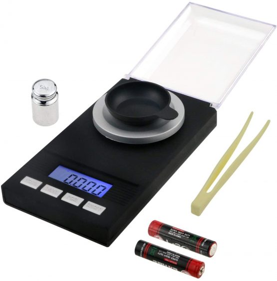 Philonext Digital Milligram Scale 50 X 0.001g - Mini LCD Digital Pocket Lab Weight Scale Reloading Jewelry Scale with Calibration Weights Tweezers & Weighing Pans