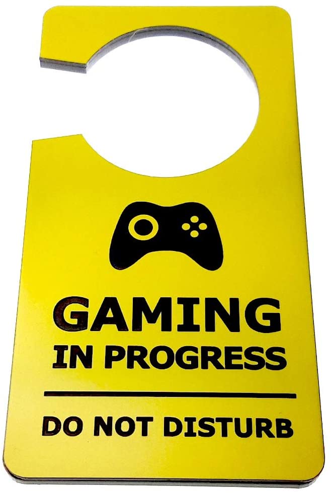 OriginDesigned Gaming in Progress, Do Not Disturb, Room Door Hanger Sign in Yellow Acrylic for Boys Girls, Bedrooms - Image 3