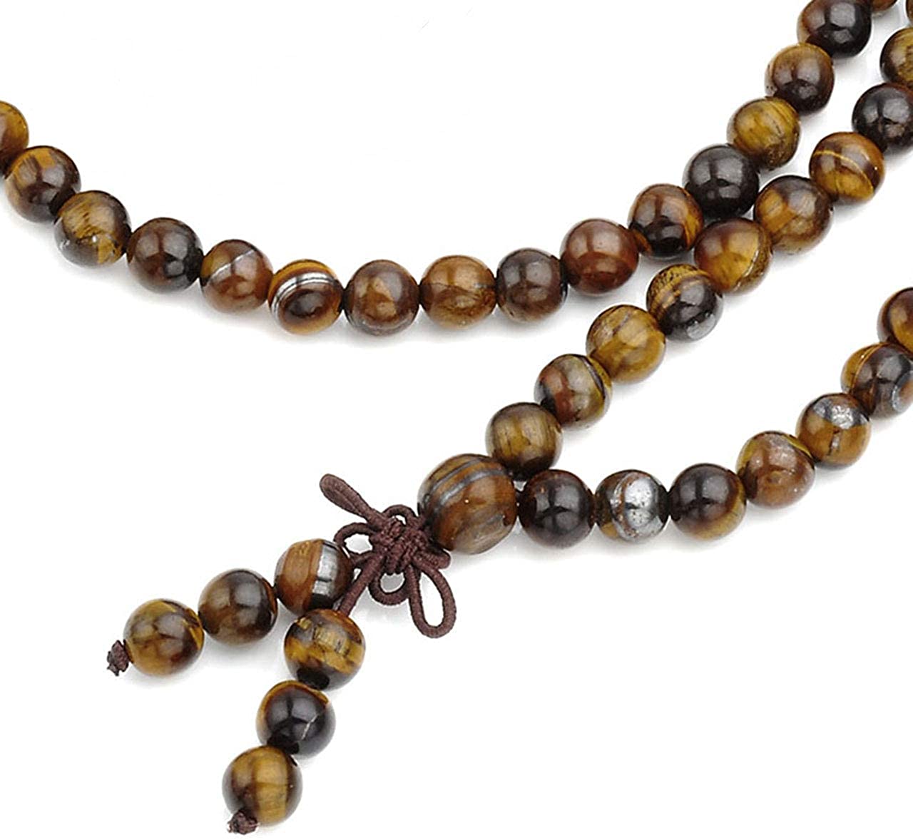 JSDDE Unisex 108 Natural Gemstone Buddha Prayer Beads Mala Bracelets Buddhist Rosary Necklace(6mm Tiger Eye) - Image 4