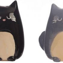Puckator Salt and Pepper Set Cat, Black/Grey, ceramic, Multi, Height 7cm Width Depth 5cm