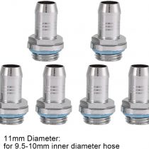 Bewinner 6 PCS Barb Fittings,Stainless Steel PC Water Cooling Two-Touch Fitting,G1/4 Thread Barb Connector for Tube (11mm)