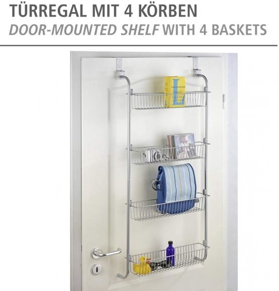 Wenko 4340033100 Chrome Door Shelf with 4 Storage Baskets, 49.5 x 109 x 14 cm - Image 2