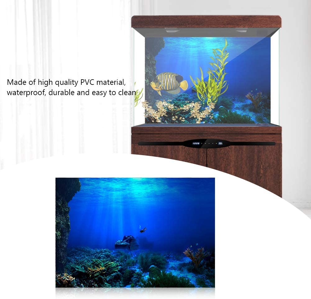 FILFEEL Aquarium Background Fish Tank Decorations Pictures 3D Effect PVC Adhesive Poster Underwater World Backdrop Decoration Paper Cling Decals Sticker (91 x 41cm) - Image 2