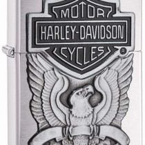 Zippo Harley Davidson Made In Usa Emblem Lighter - Brushed Chrome