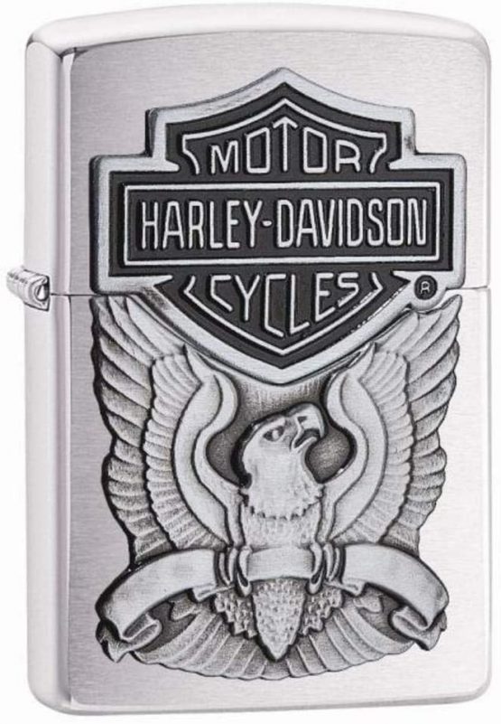 Zippo Harley Davidson Made In Usa Emblem Lighter - Brushed Chrome