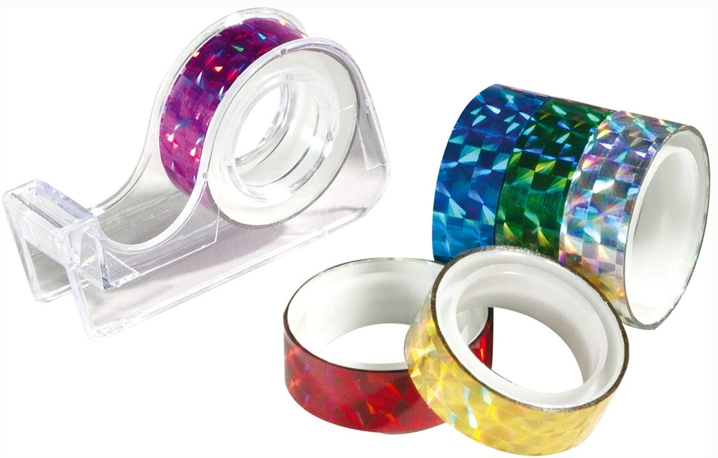 Folia 306 - Holographic Self-Adhesive Tape, 6 Rolls, Assorted Colours, 12 mm x 2 m - Image 2