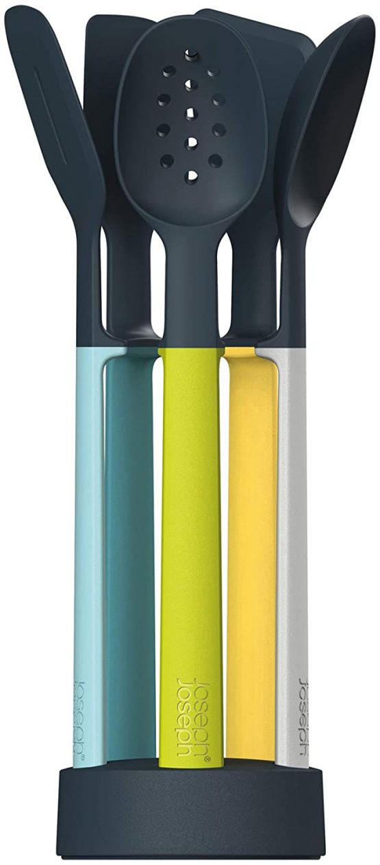 Joseph Joseph Elevate Silicone 5-Piece Kitchen Tool Set with Compact Stand - Opal