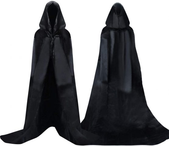 byou Halloween Cape,Hooded Cloak Black Unisex Full Length Robe Cape for Halloween Cosplay Party Costume Christmas