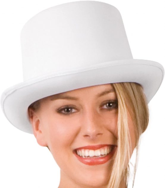 BOLAND 04134 Hat Satin Gala Cylinder White, Size 57/59