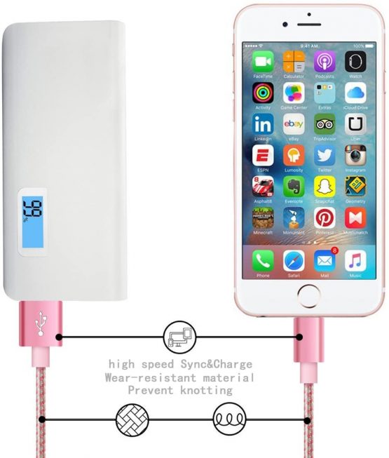 iPhone Charger Cable Lightening Cable [MFi Certified] 3M/10FT (Rose Gold) Charging USB Syncing Data Nylon Braided Cord Compatible with iPhone 11/Xs/Max/XR/X/8/8 Plus/7/7 Plus/6/6S/6 Plus/5S/SE - Image 2