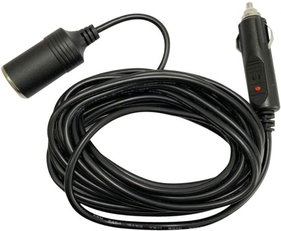 Car Charger Extension 5M Cable-Extra Long Cable 5.0 Metre with Female Inline Socket Connector Suitable to Power Tyre Inflators Vacuum Cleaners and Other Portable Equipment Durable Power Supply Lead.
