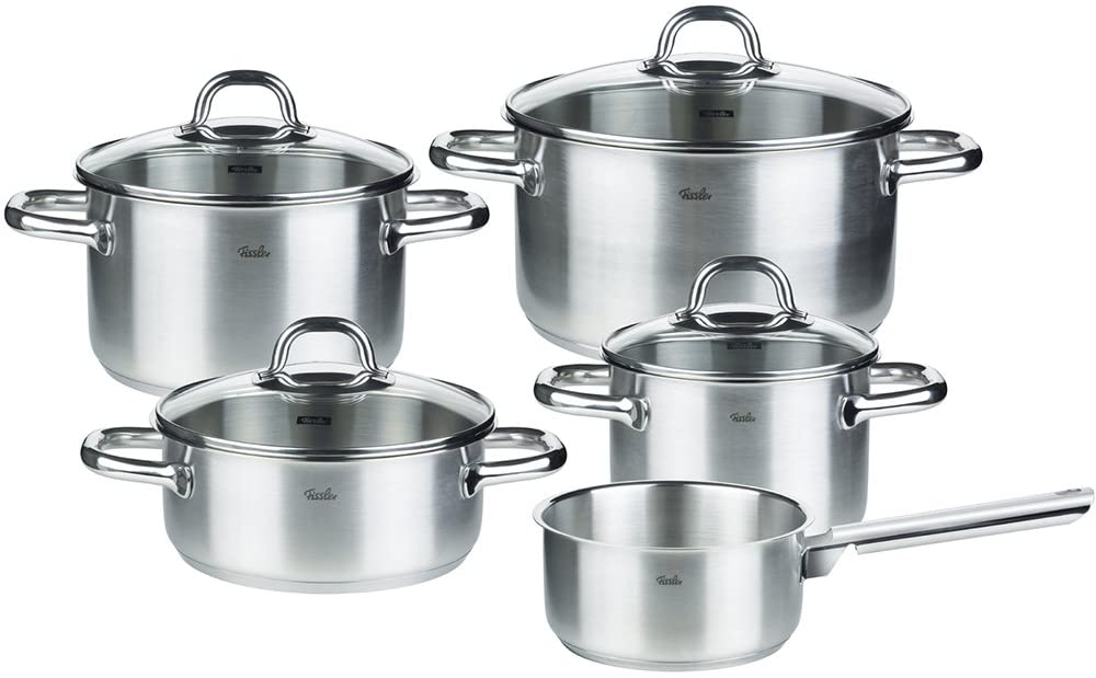 Fissler korfu/Cookware-Set 5-Piece,Cooking Pot Set, with Glass-Lids, In, all types of cookers, Induction, Gas, Ceramic