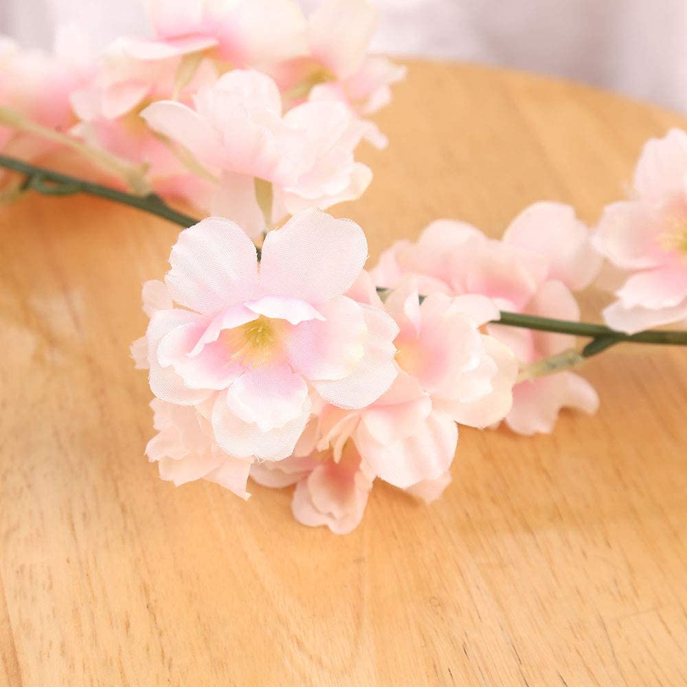 COSCHANO 4 Pack Artificial Cherry Blossom Wall Hanging Cherry Vine Silk Floral Garland Flowers String Fake Flowers Garland for Home Wedding Arch Outdoor Garden Wall Decor Party Decoration,5.9 Feet - Image 2