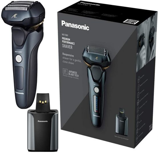Panasonic ES-LV97 Wet and Dry Rechargeable 5-Blade Electric Shaver with Cleaning & Charging Stand ( UK 2pin Bathroom Plug)