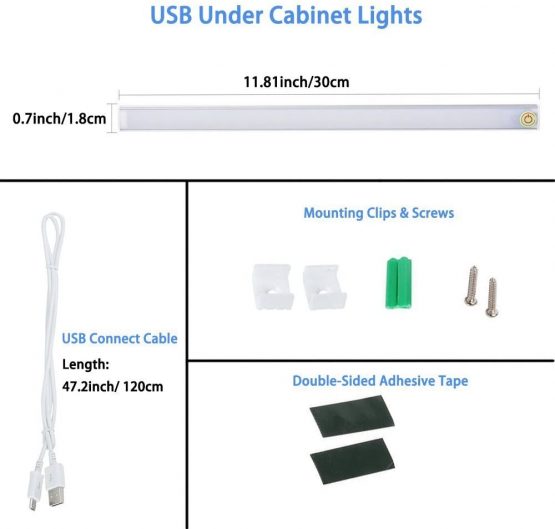 Under LED Light Bar Touch Design LED Light Tube 30CM USB