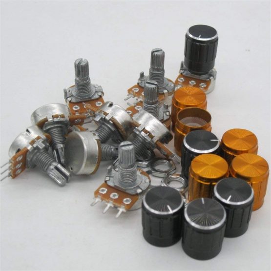 Taiss/10pcs 1K Ohm 3 Terminals Linear Taper Rotary Audio B Type Potentiometer, Volume Control Potentiometer B1K + 10pcs Knob (Black and gold each 5 - Image 3