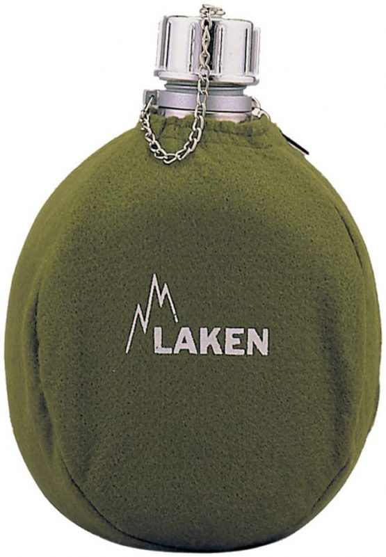 Laken Clasica 1 Litre Water Canteen, Aluminum Camping Bottle with Felt Pouch, Narrow Mouth, Leak Proof, BPA Free, Khaki