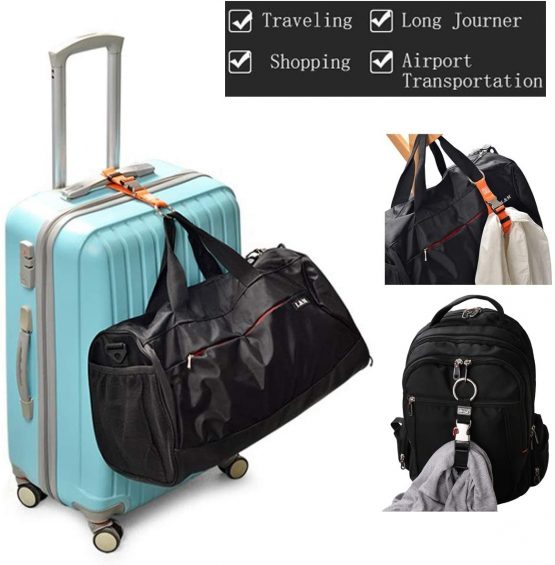 JAKAGO Add a Bag Luggage Strap Coat Holder Gripper Handbag Clip Baggage Suitcase Backpack Ring Hook Adjustable Belt Travel Accessories - Image 3