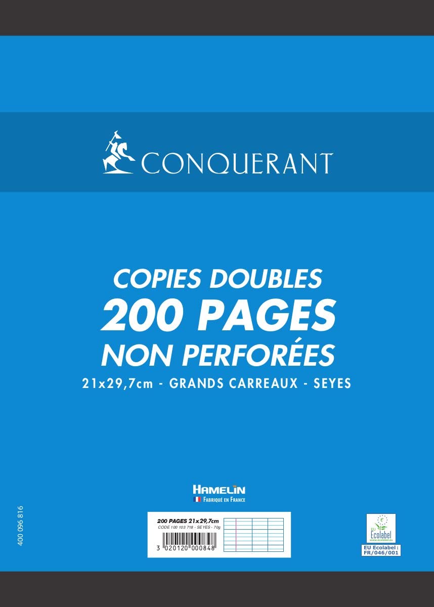 Conqueror Single sheets perforated A4 90 g 200 pages Seyès Unperforated Copy Copies Doubles non perforées Conquérant