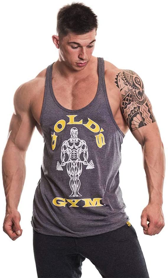 Gold's Gym GGVST003 Men's Muscle Joe Premium Stringer Vest, Grey Marl, L