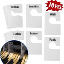 DiriUK 10 Pack Large Closet Clothing Wardrobe Dividers, White Rectangular Closet Organisers Arrange Clothes by Clothing Type Or Age, Plus 60 1 inch Labels and 16 Large Blank Labels(Pearl White)