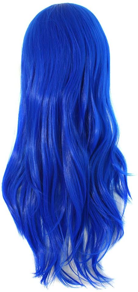 MapofBeauty 28" 70cm Long Curly Hair Ends Costume Cosplay Wig (Blue), Navy Blue, 28 inch (Pack of 1) - Image 2