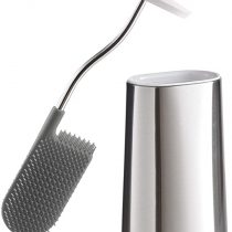 Joseph Joseph Flex Steel Smart Hygienic Silicone Toilet Brush with Holder- Stainless Steel