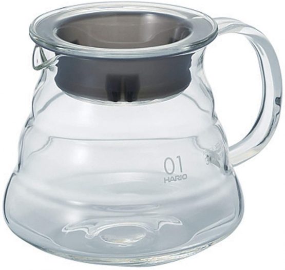 Hario V60 Range Server | Glass Portable Heat Resistant Coffee Pot & Serving Jug with Handle, Clear, 360ml