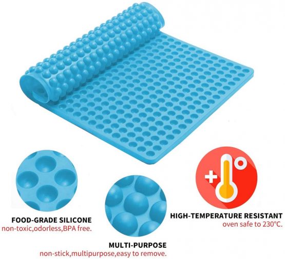 Songway Silicone Baking Mat BPA-Free Heat Resistant 446℉/230℃ Chocolate Mould Mini Baking Mould for Pet Biscuits Meat Baking Calorie Reducing (Blue) - Image 3