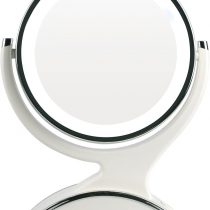 Auxmir Makeup Mirror with Light, Double-sided 1X/10X Magnifying Mirror, 360° Rotating Freestanding LED Mirror for Makeup, Shaving, Dressing Table, Vanity Desk, White