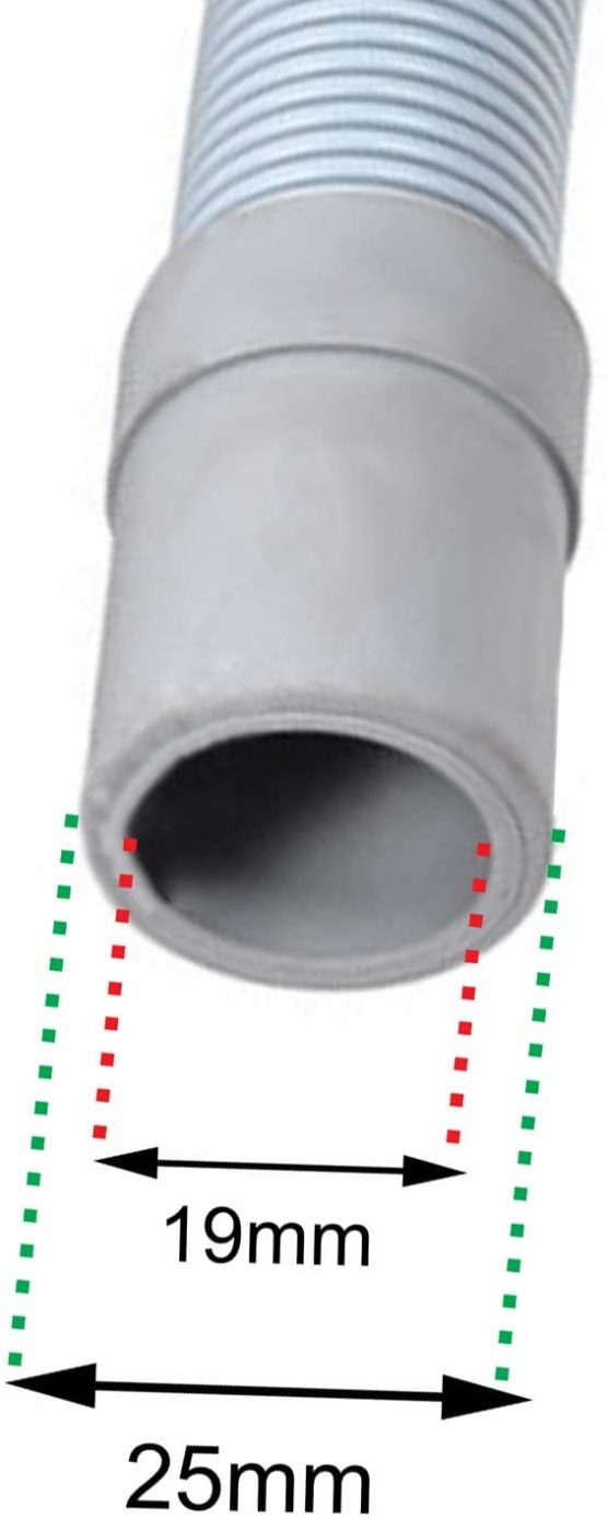 SPARES2GO Universal Drain Hose with Right Angle End for Washing Machines (2.5m, 19mm / 21mm ) - Image 4