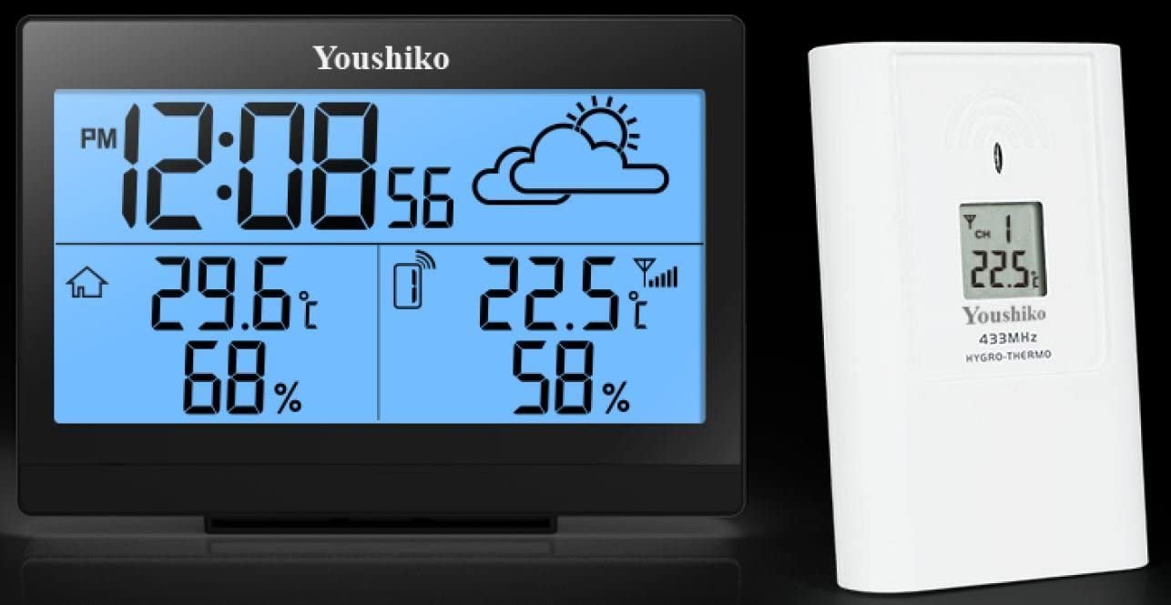 Youshiko Wireless Weather Station 2026 UK Version Premium Quality Clear Display, with Radio Controlled Clock - Image 3