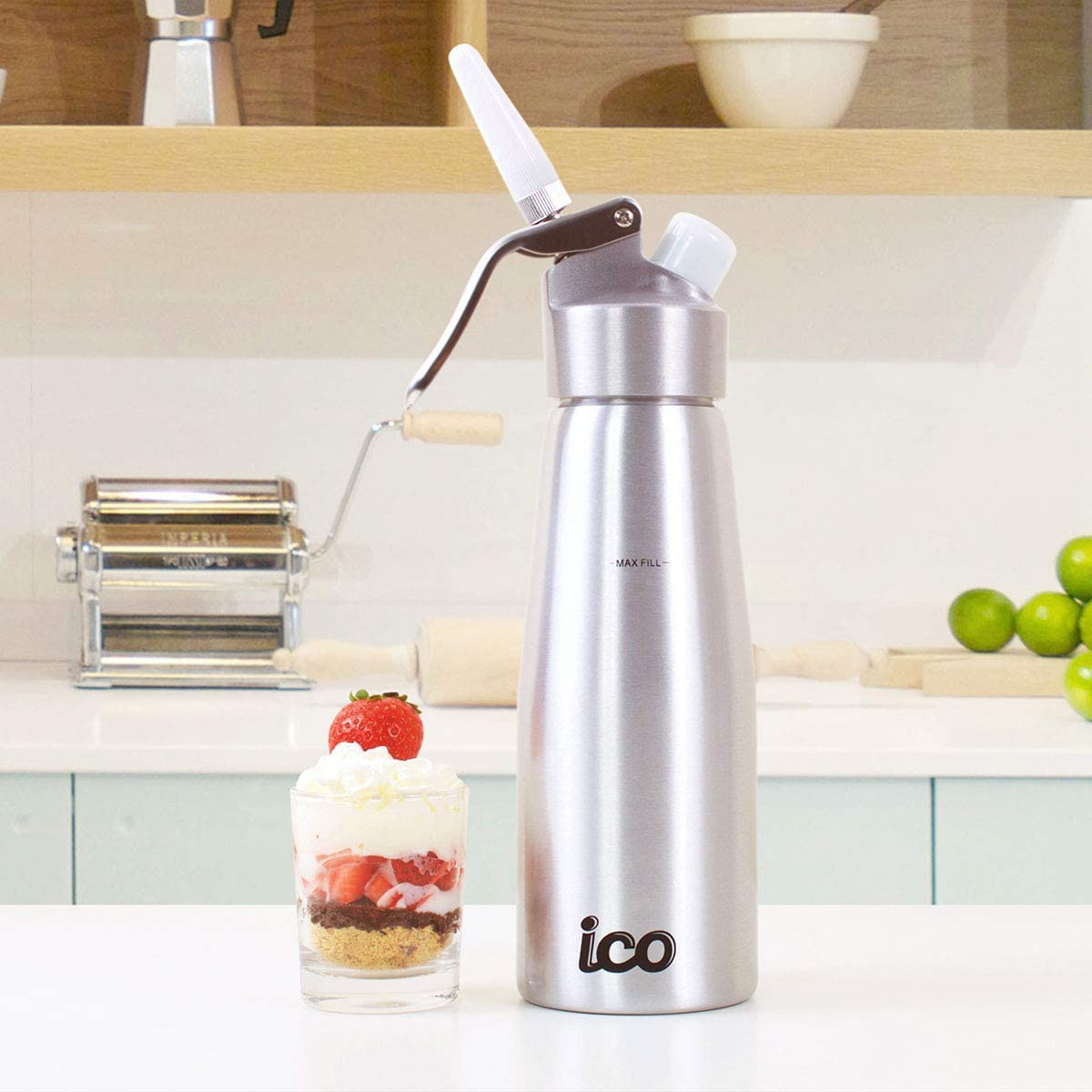 ICO Aluminum Whipped Cream Dispensers, Premium Cream Whipper for Homemade Whipping Cream - Image 2