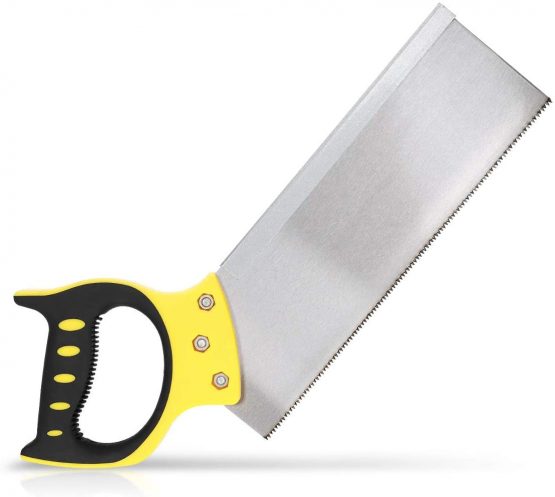Navaris Tenon Hand Saw - Fine Tooth Back Saw for Precision Woodwork and Carpentry - Backsaw Handsaw with Steel Blade and Soft Grip Handle - 12 Inch
