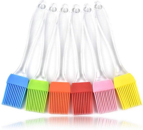 Starchef Kitchen Silicone Basting Pastry & BBQ Brushes Set- Flexible,Crystal Transparent Handle(6 Colors,6pcs)