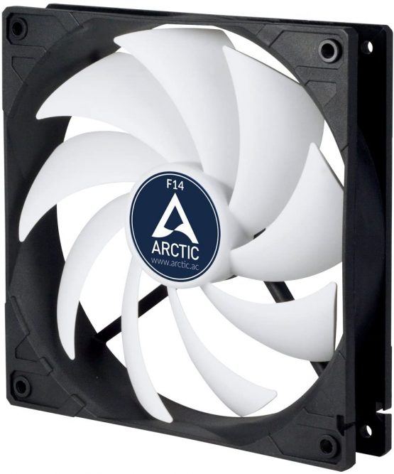 ARCTIC F14 - 140 mm 140 mm Case Fan, quiet motor, Computer, Low Noise, Fan Speed: 1350 RPM - Black, White